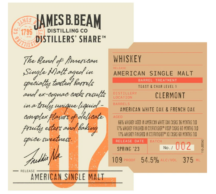 James B. Beam Distiller's Share #2 American Single Malt Whiskey | 375ML