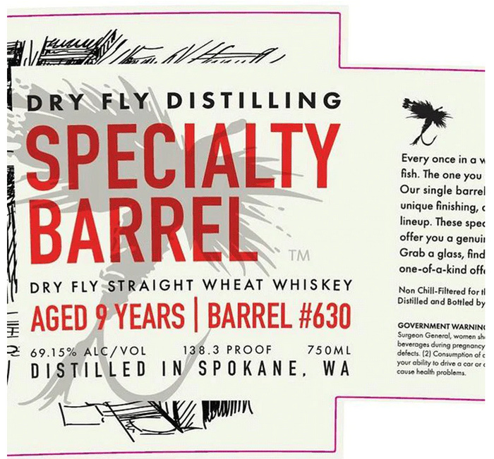 Dry Fly Speciality Barrel 9 Year Old Barrel #630 Straight Wheat Whisky