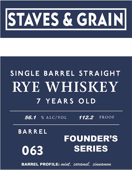 Staves and Grain Founders Series 7 Year Old Straight Rye Whiskey