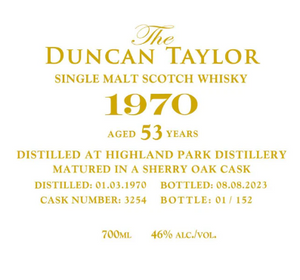 1970 Duncan Taylor Highland Park 53 Year Old Single Malt Scotch Whiskey at CaskCartel.com