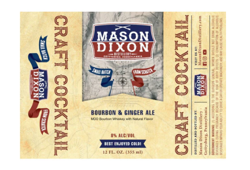 Mason Dixon Bourbon & Ginger Ale Craft Cocktail | 355ML