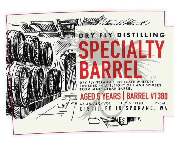 Dry Fly Specialty Barrel #1380 5 Year Old Finished in Sleight of Hand Spiders From Mars Syrah Barrel Straight Triticale Whisky
