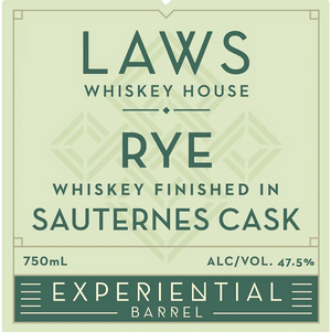 Laws Experiential Barrel Finished in Sauternes Cask Rye Whiskey at CaskCartel.com