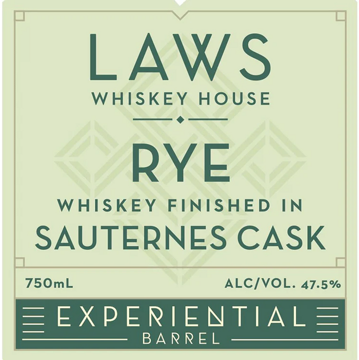 Laws Experiential Barrel Finished in Sauternes Cask Rye Whiskey