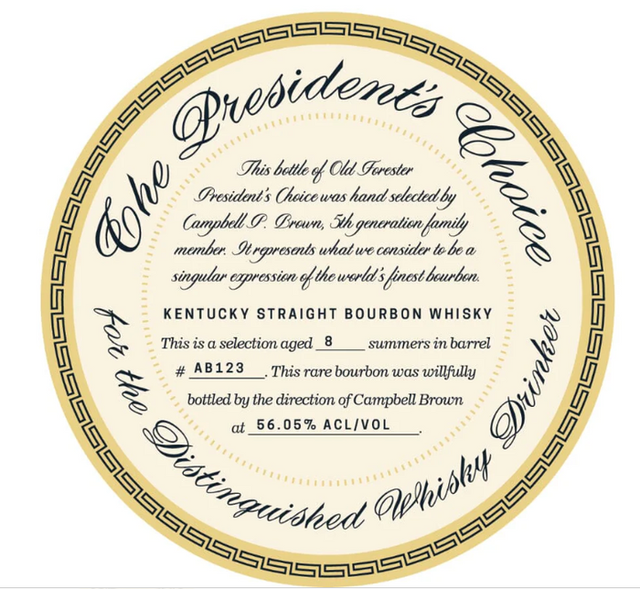 Old Forester The President's Choice 8 Year Old Straight Bourbon Whiskey