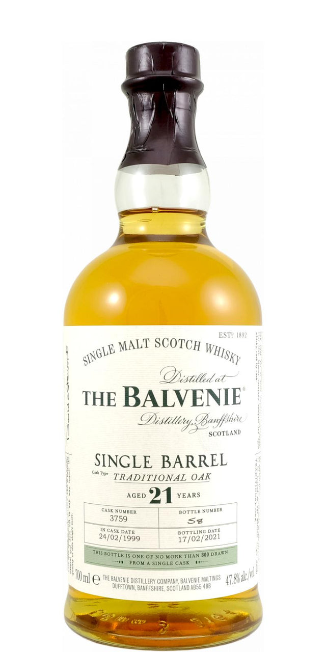 The Balvenie 21 Year Old Single Barrel Traditional Oak Single Malt Scotch Whiskey at CaskCartel.com