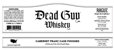 Rogue Spirits Single Barrel Project Cabernet Franc Cask Finished Dead Guy Whisky at CaskCartel.com
