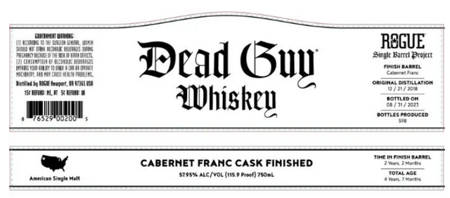 Rogue Spirits Single Barrel Project Cabernet Franc Cask Finished Dead Guy Whisky at CaskCartel.com