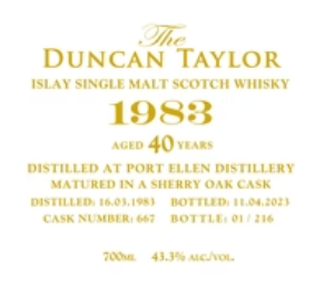 1983 Duncan Taylor Port Ellen 40 Year Old Islay Single Malt Scotch Whiskey at CaskCartel.com