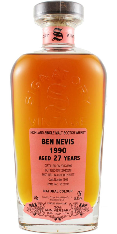 Ben Nevis 27 Year Old 1990 30th Anniversary Signatory Vintage Single Malt Scotch Whisky | 700ML at CaskCartel.com