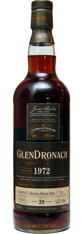 Glendronach 39 Year Old 1972 Oloroso Butt Cask #712 Batch #4 Single Malt Scotch Whisky | 700ML