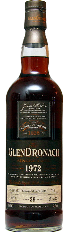 Glendronach 39 Year Old 1972 Oloroso Butt Cask #716 Single Malt Scotch Whisky | 700ML