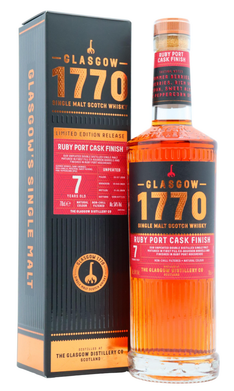 Glasgow 1770 Ruby Port Cask Finish Batch #2 7 Year Old · 2018 Vintage Single Malt Scotch Whisky | 700ML at CaskCartel.com