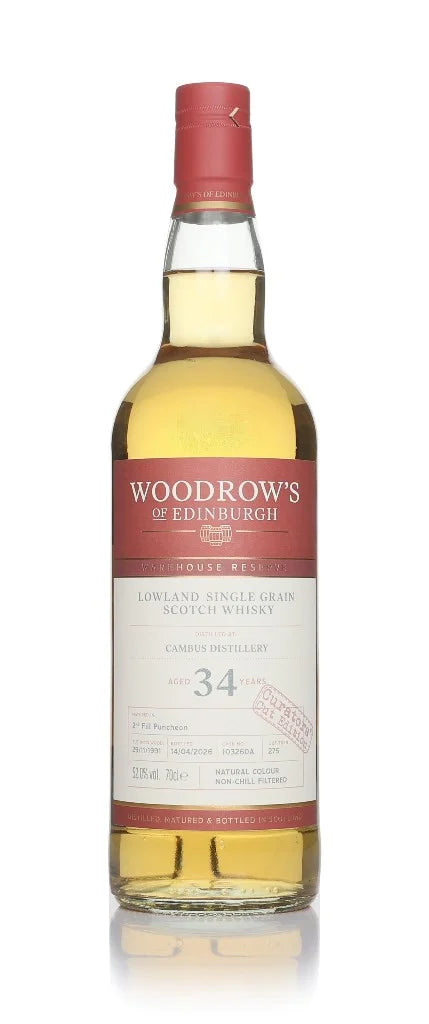 Cambus 34 Year Old 1991 Cask 103260A - Woodrow's of Edinburgh Single Grain Scotch Whisky | 700ML