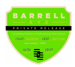 Barrell Rye Private Release Finished in a Pedro Ximenez Sherry Barrel at CaskCartel.com