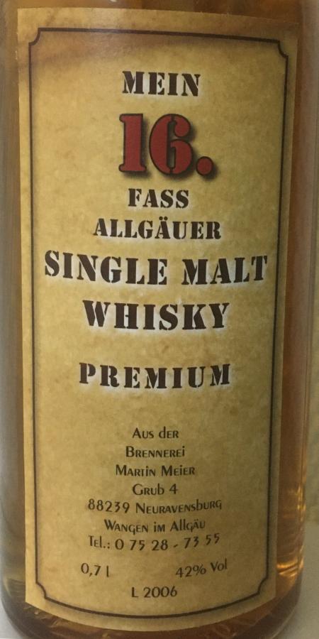 Brennerei Martin Meier Mein 16. Fass Allgäuer Single Malt Whisky | 700ML at CaskCartel.com