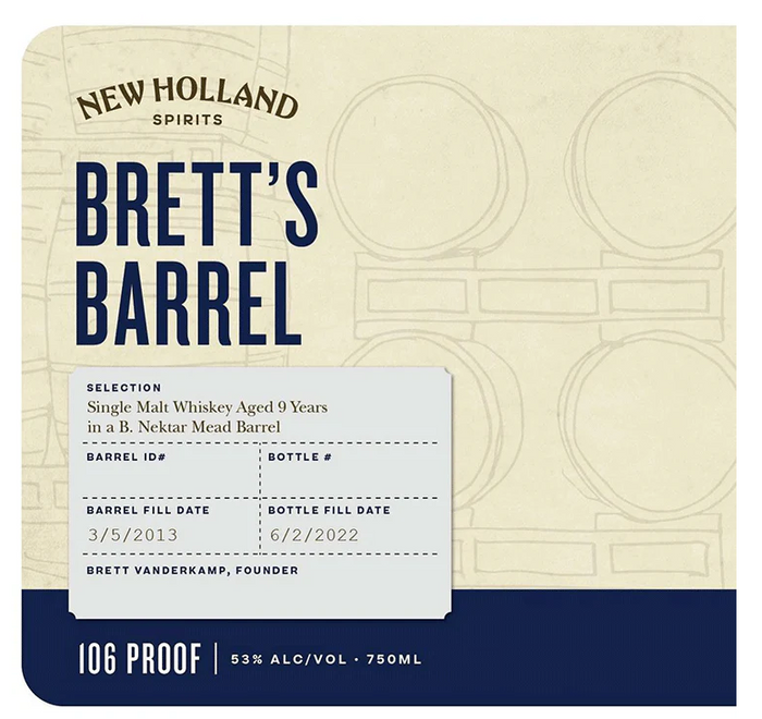 New Holland Brett’s Barrel 9 Year Old Aged in B. Nektar Mead Barrel Single Malt Whiskey