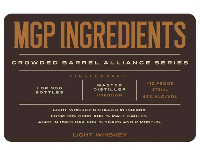 Crowded Barrel MGP Ingredients Light Whisky | 375ML
