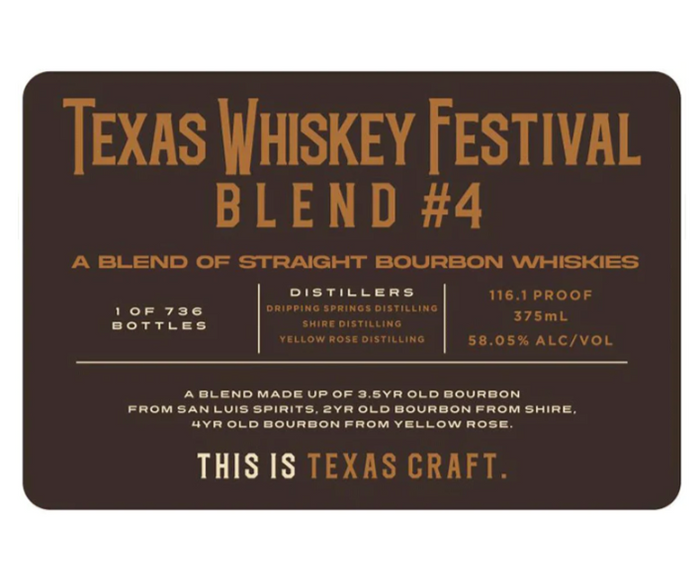 Crowded Barrel Texas Whiskey Festival Blend #4 Blend of Straight Bourbon Whiskies | 375ML