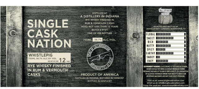 Single Cask Nation 12 Year Old WhistlePig Indiana Rye Whiskey at CaskCartel.com