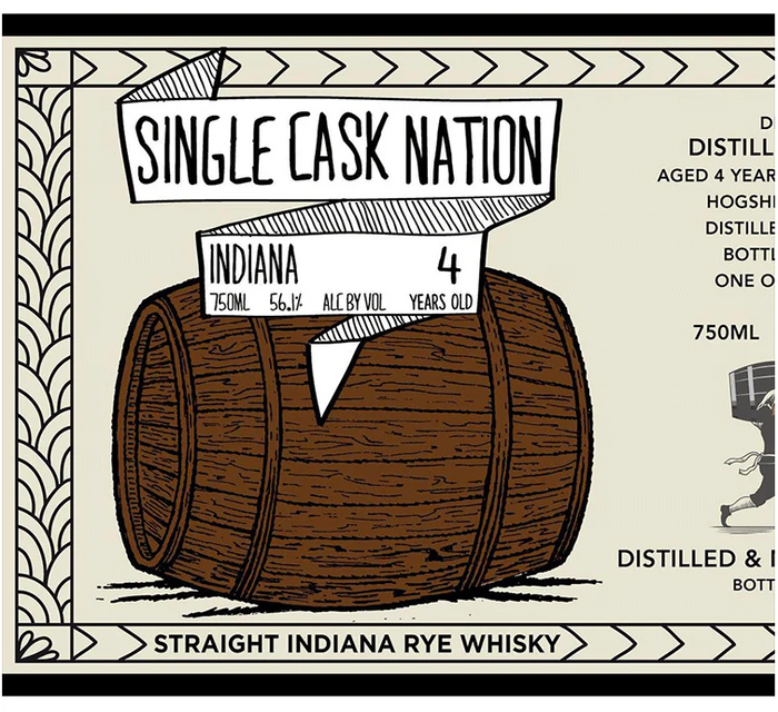 Single Cask Nation 4 Year Old Straight Indiana Rye Whiskey