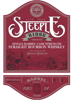 Lonely Oak Steeple Ridge Cask Strength Single Barrel Straight Rye Whisky