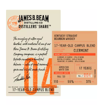 James B. Beam Distillers' Share 17 Year Old Campus Blend Batch 4 Straight Bourbon Whisky | 375ML at CaskCartel.com