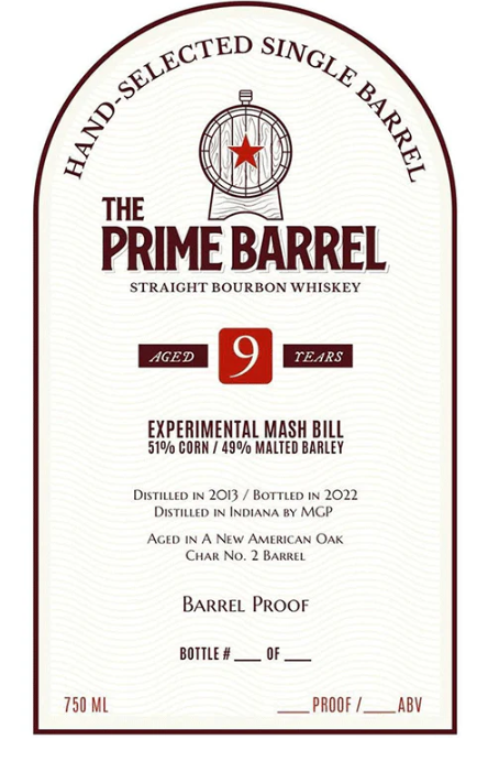 The Prime Barrel 9 Year Old Straight Bourbon Whiskey