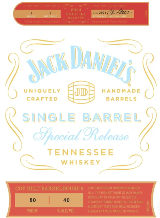 Jack Daniel’s Single Barrel 2024 Special Release Coy Hill Tennessee Whisky