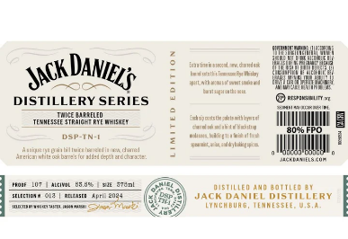 Jack Daniel’s Distillery Series No.13 Twice Barreled Straight Rye Whiskey | 375ML