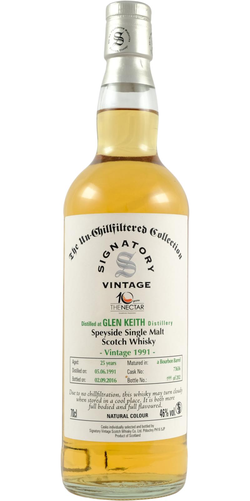 Glen Keith 1991 SV The Un-Chillfiltered Collection Single Malt Scotch Whisky | 700ML at CaskCartel.com
