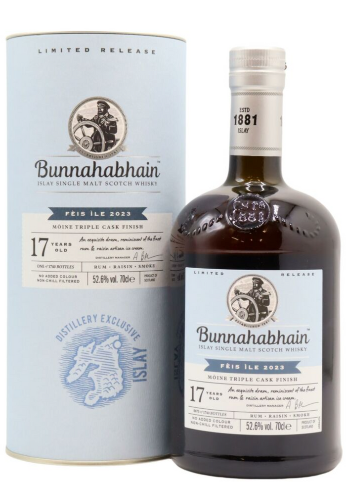 Bunnahabhain Feis Ile 2023 Moine Triple Cask Finish 17 Year Old Islay Single Malt Scotch Whisky | 700ML