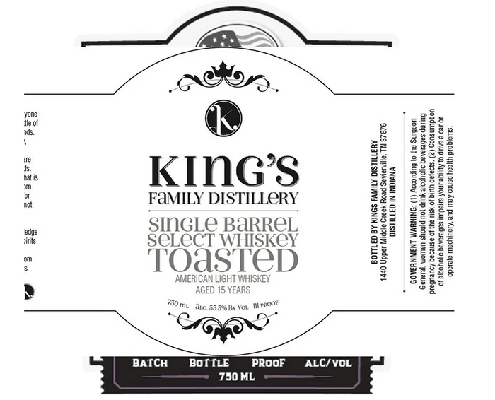 King’s Family 15 Year Old Toasted Single Barrel Select Light Whiskey