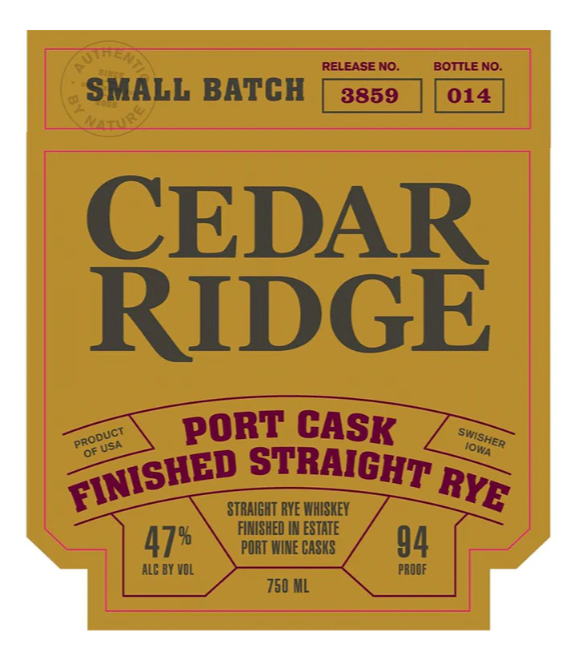 Cedar Ridge Port Cask Finished Straight Rye Whisky