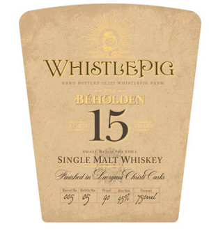 WhistlePig The Beholden 15 Year Old Finished In Lacryna Christi Casks Single Malt Whiskey at CaskCartel.com
