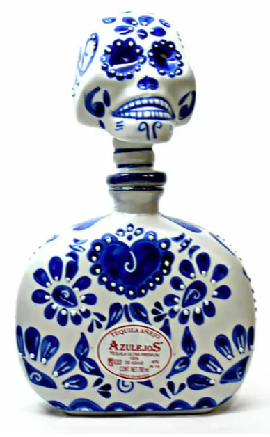 Los Azulejos Skelly Talavera Head Anejo Tequila