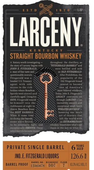 Larceny Barrel Proof Private Single Barrel Straight Bourbon Whiskey at CaskCartel.com