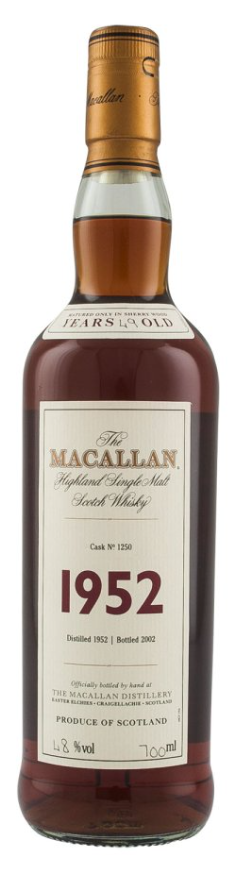 Macallan 1952 Fine and Rare 49 Year Old Cask #1250 Single Malt Scotch Whisky | 700ML