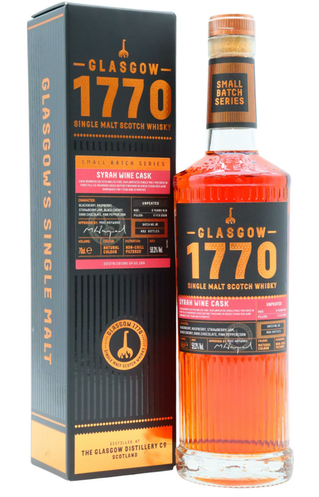 Glasgow 1770 Small Batch Series - Syrah Wine Cask Unpeated 5 Year Old Single Malt Scotch Whisky | 700ML at CaskCartel.com