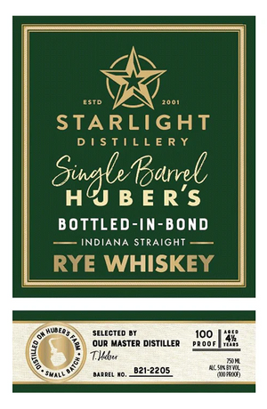 Starlight 4.5 Year Old Single Barrel Bottled in Bond Indiana Straight Rye Whiskey at CaskCartel.com
