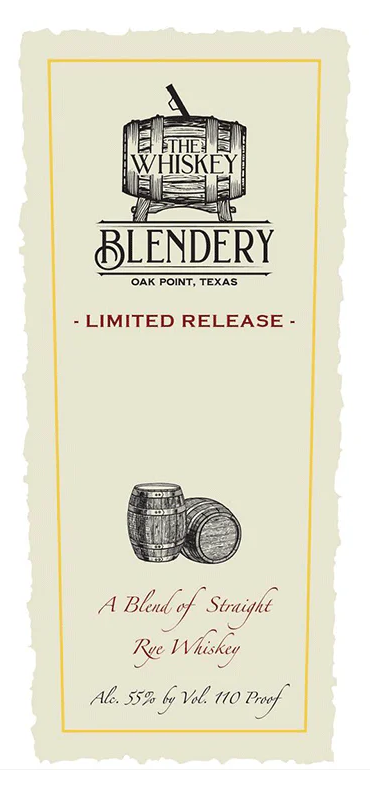 The Whiskey Blendery Limited Release Blend of Straight Rye Whiskey