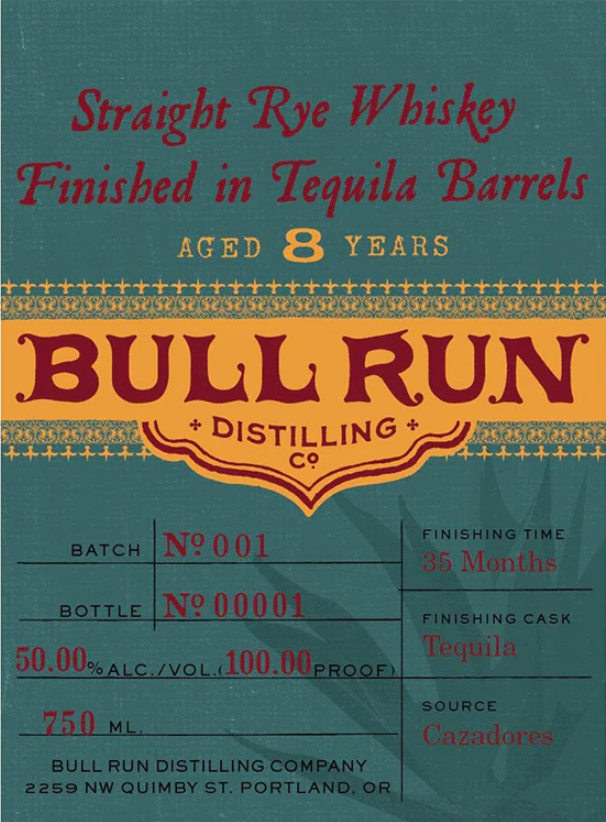 Bull Run 8 Year Old Finished in Tequila Barrels Straight Rye Whisky
