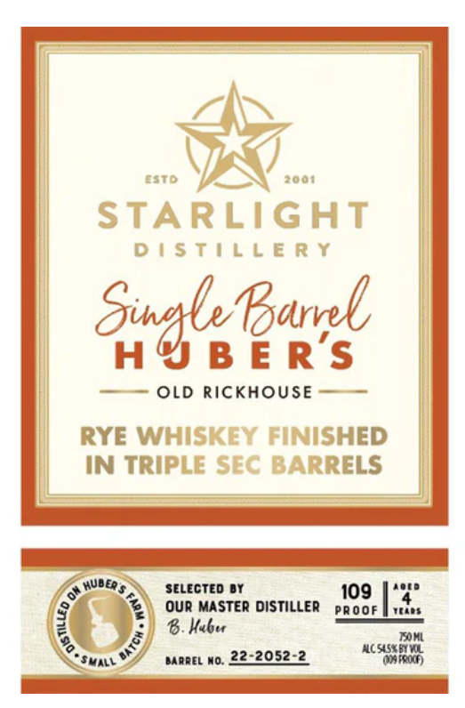 Starlight Finished in Triple Sec Barrels Rye Whiskey