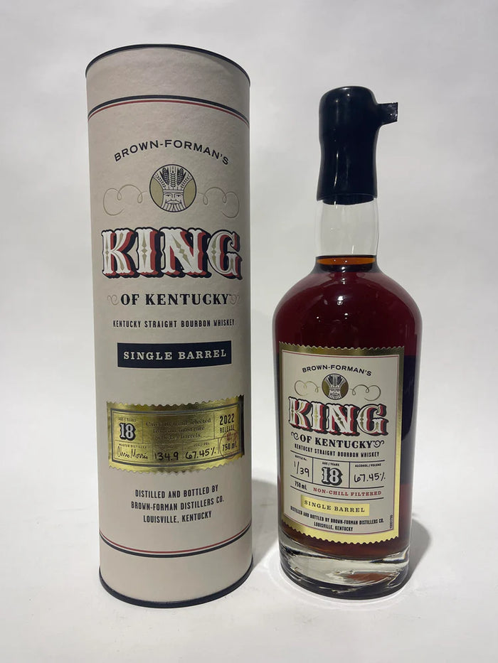 Brown Forman's King of Kentucky Single Barrel 18 Year Old 134.9 proof Bottle 1 of 39 2022 Release Kentucky straight Bourbon Whiskey