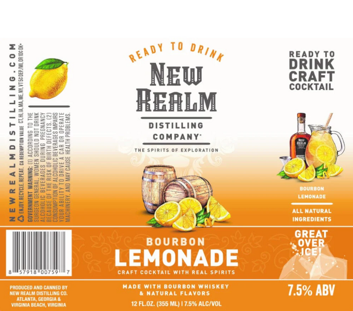 New Realm Bourbon Lemonade Craft Cocktail | 355ML