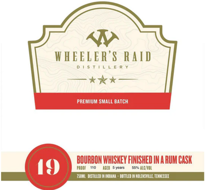 Wheeler’s Raid 5 Year Old Finished In a Rum Cask Bourbon Whiskey