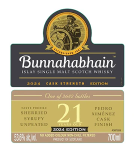 Bunnahabhain 21 Year Old 2024 Edition Cask Strength Bourbon Whiskey