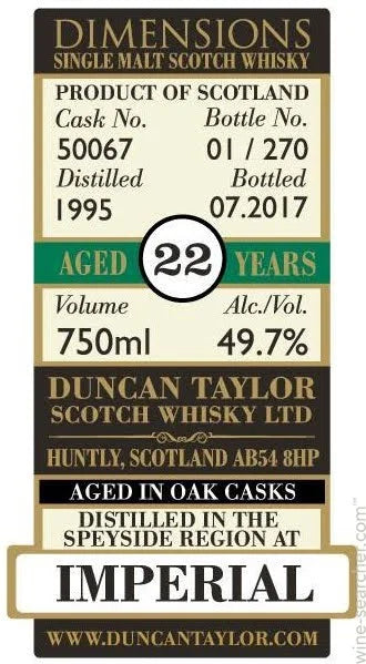 Dimensions Imperial 22 Year Single Malt Scotch Whisky at CaskCartel.com