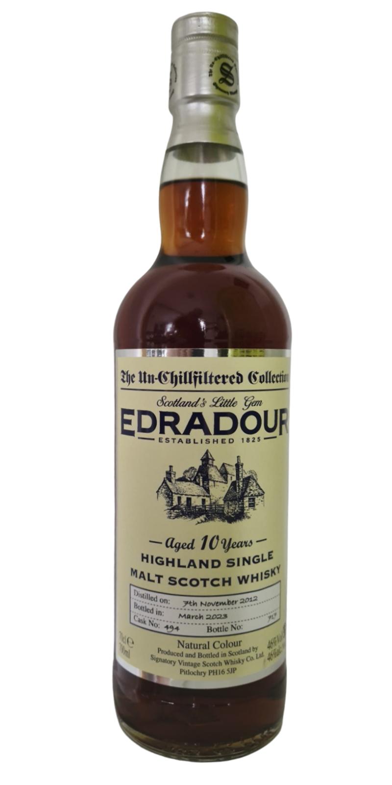 Edradour 10 Year Old (D.2012, B.2023) Cask No.494 Signatory Vintage Scotch Whisky | 700ML at CaskCartel.com