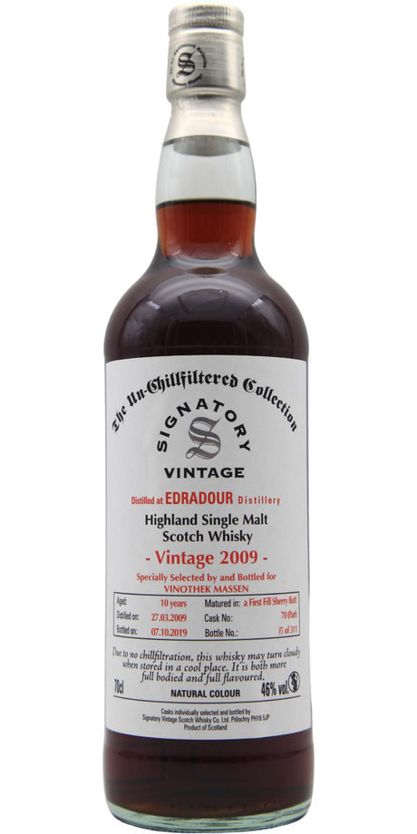 Edradour 2009-2019 Signatory Vintage 10 Year Old Cask 70 Highland Single Malt Scotch Whiskey | 700ML at CaskCartel.com